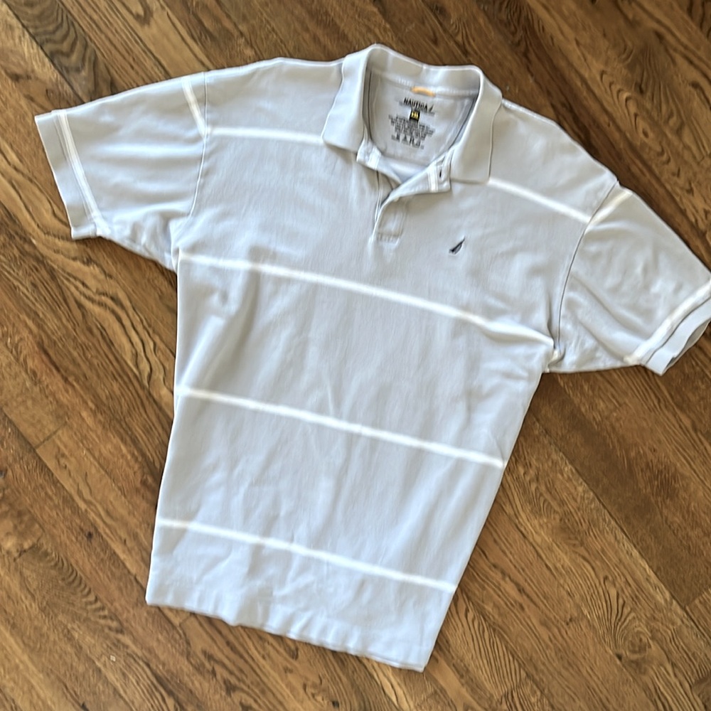 Knit shirt gray stripes Nautica XXL polo